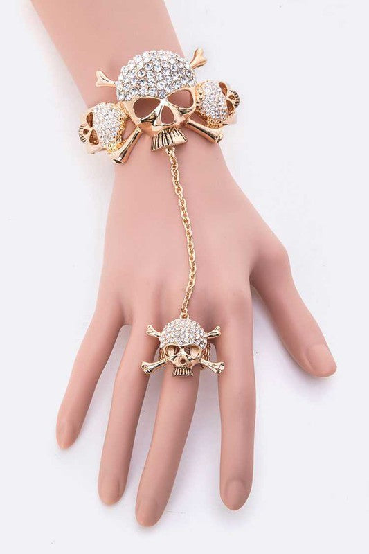 Crystal Skull Bangle Ring Set